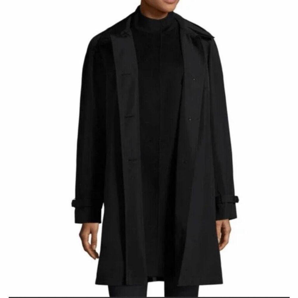Jane Post x Loro Piana $1250 Wool Double Coat Hooded Topper black Womens Medium